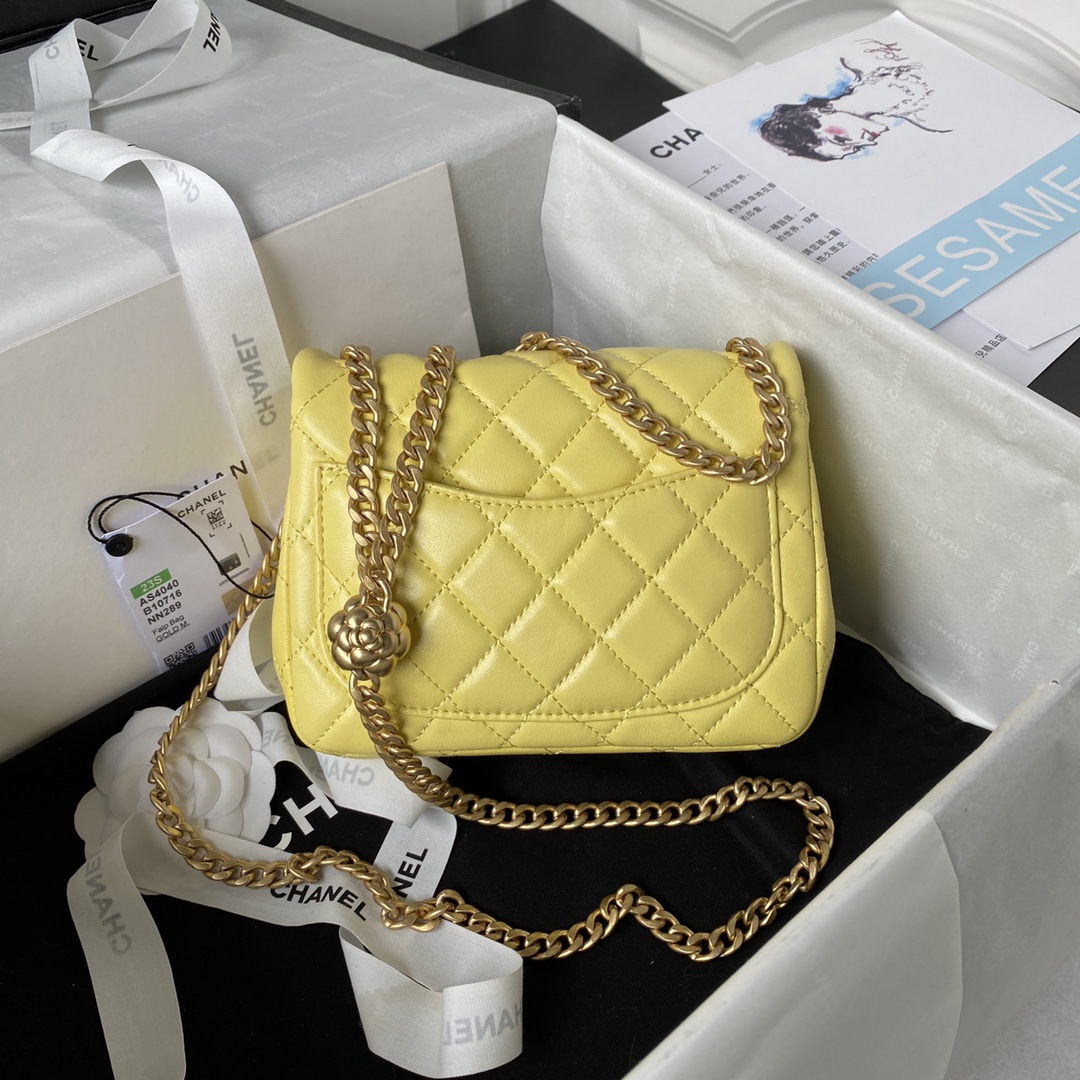 Mini Classic Flap Lambskin Bag AS4040 Yellow